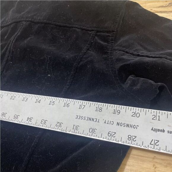 VTG EDDIE BAUER Velvet Shirt Dress Womens Snap Button Long Sleeve Collar Black L - Picture 8 of 13